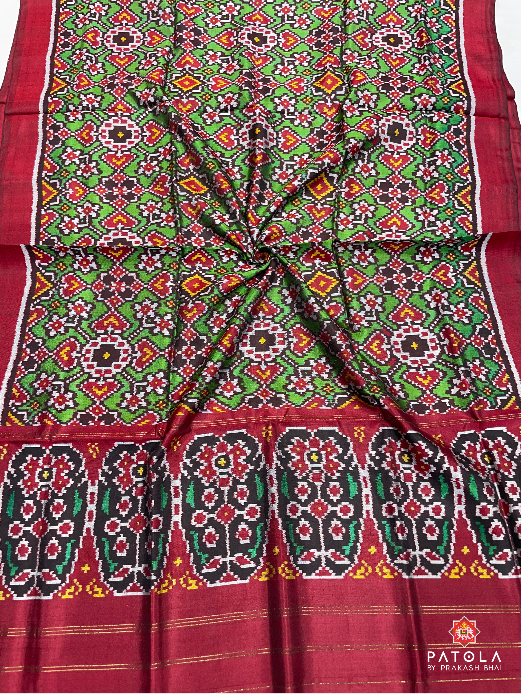 Panchanda Navratna Mix Designer Semi Double Ikat Patola Dupatta